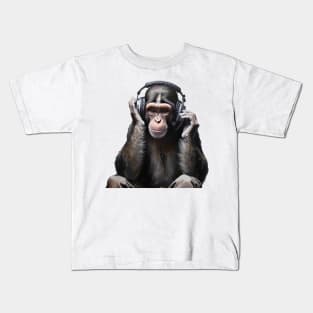 Rhythmic Reflections: DJ Monkey Thinker Kids T-Shirt